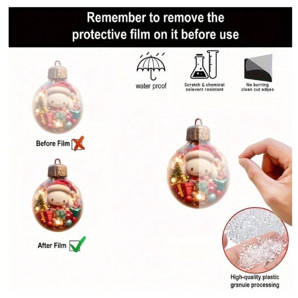 Adorable Hello Kitty Christmas Tree Ornaments 2D 6-Piece Holiday Decoration Set - Picture 3 of 4